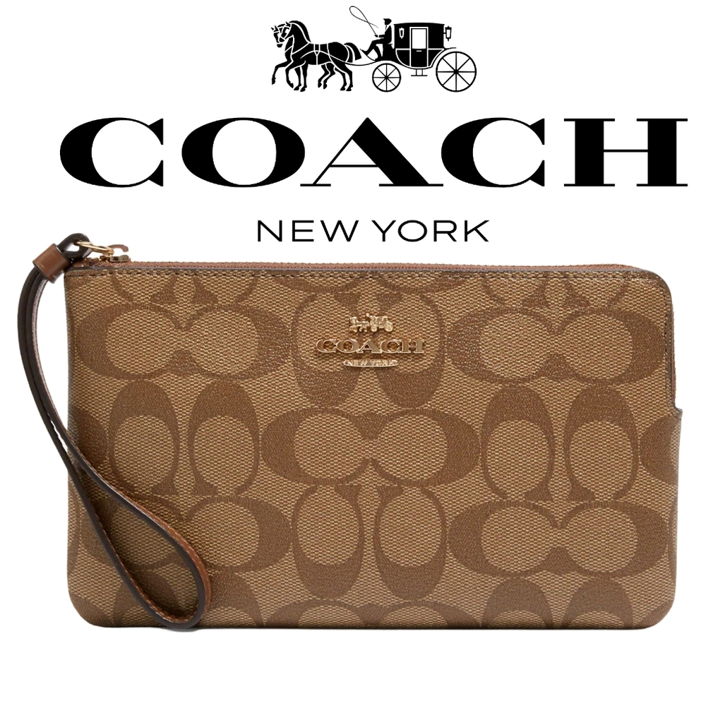 COACH Large Corner Zip Wristlet In Signature Canvas